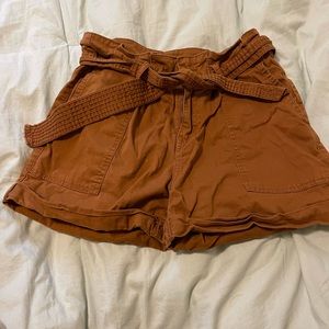 High waisted burnt orange shorts